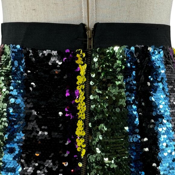Love this! Davi & Dani Multi-Color Mulit-Strip Sequin A-Line Stretch Ski… - Picture 8 of 8